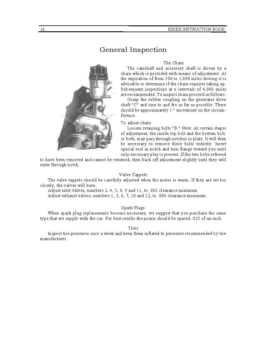 1926 Essex Automobile Instruction Manual Page 22